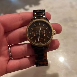 Michael Kors Tortoise Acrylic Chronograph Ladies Watch